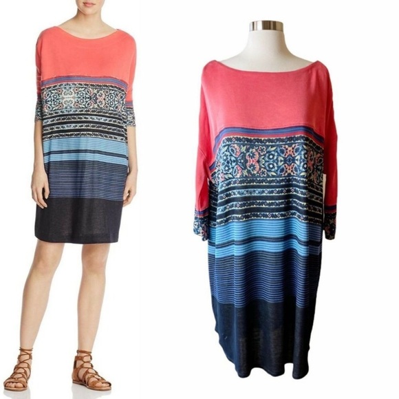 FREE PEOPLE Oversized Printed Colorblock T-Shirt Dress - Picture 4 of 9